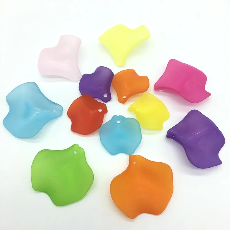 500g/bag Jewelry accessories 25mm mixed colors lucite flower matte acrylic  rose petals shape beads