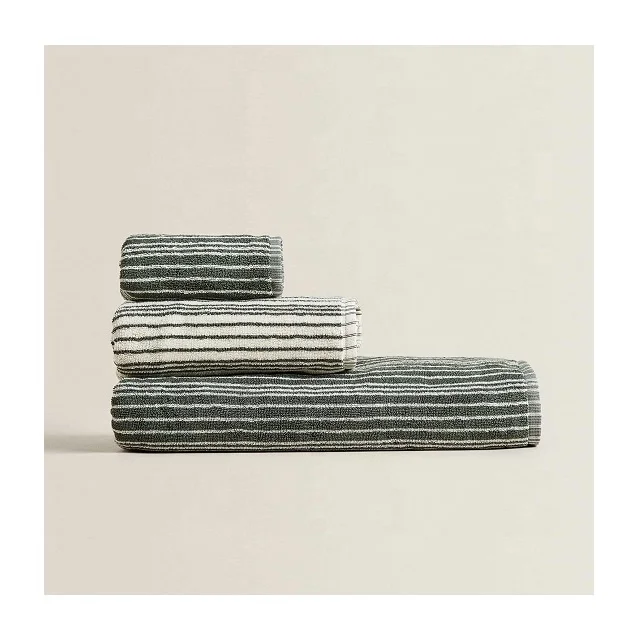 100% Pure Yarn Dyed Cotton Towel With Contrast Stripes