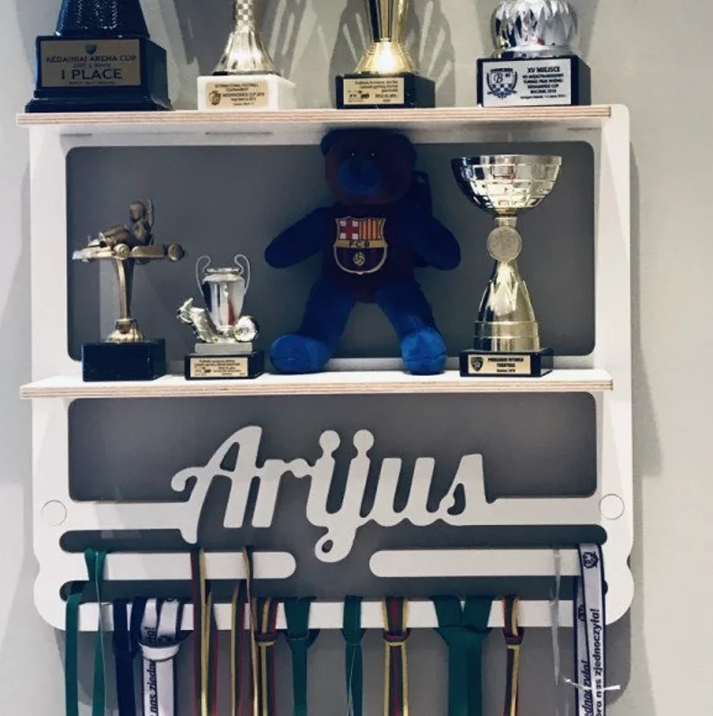 Trophy shelf Personalized Medal Display Personalized Name Medal Holder Trophy Display Custom Medal Holder