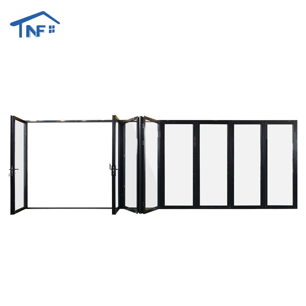 Foshan NF aluminum alloy black accordion door US Canada standard double glass bifolding doors