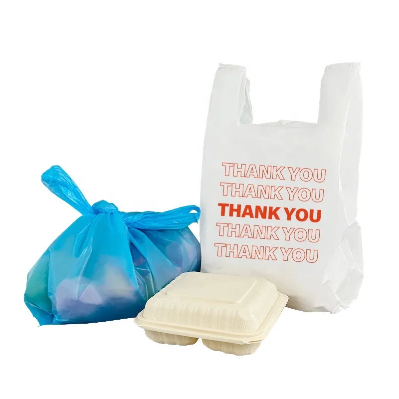Пластиковая пустая майка-майка с ручкой HDPE LDPE индивидуальным логотипом сумка для покупок упаковки продуктов и овощей