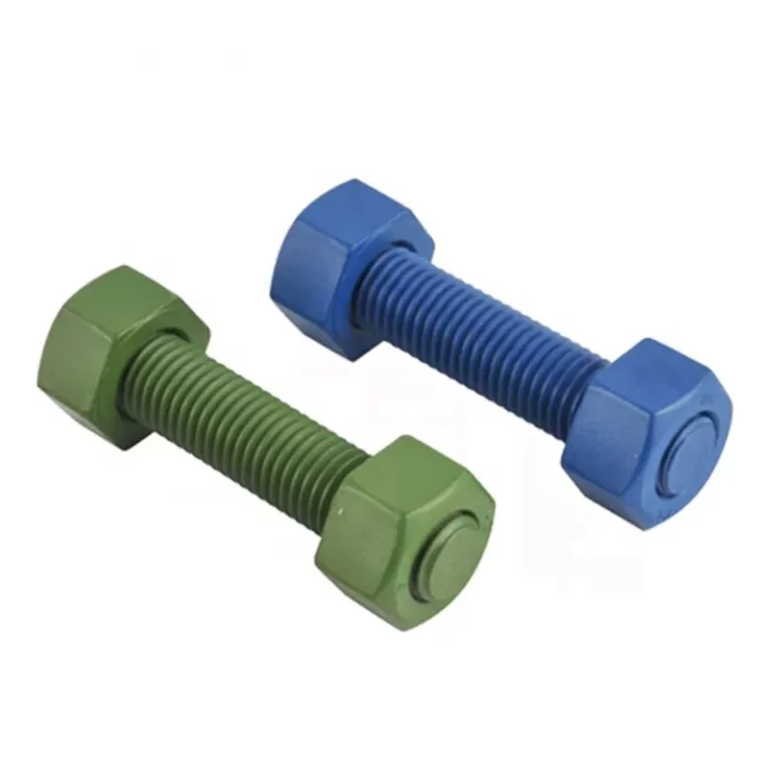 High Quality High Temperature Chemical Resistance Teflon Coated Threaded Rods Bolts Blue PTFE Plated Threaded Rods