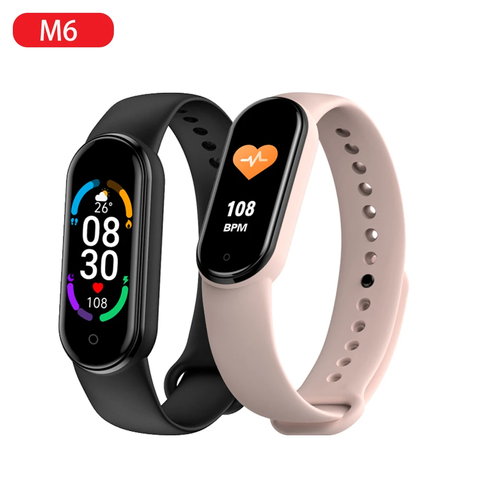 2021 Newest M4/M5/M6 Smart Bracelet Watch Fitness Tracker HeartRate BP Monitor Screen IP67 Waterproof For Mobile Phone 5 Colors