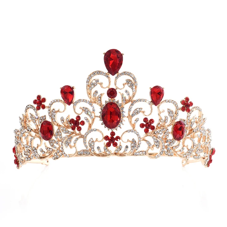 Factory Price Wholesale Crowns Colored Glass Crystal Bridal Wedding Rhinestone Tiara