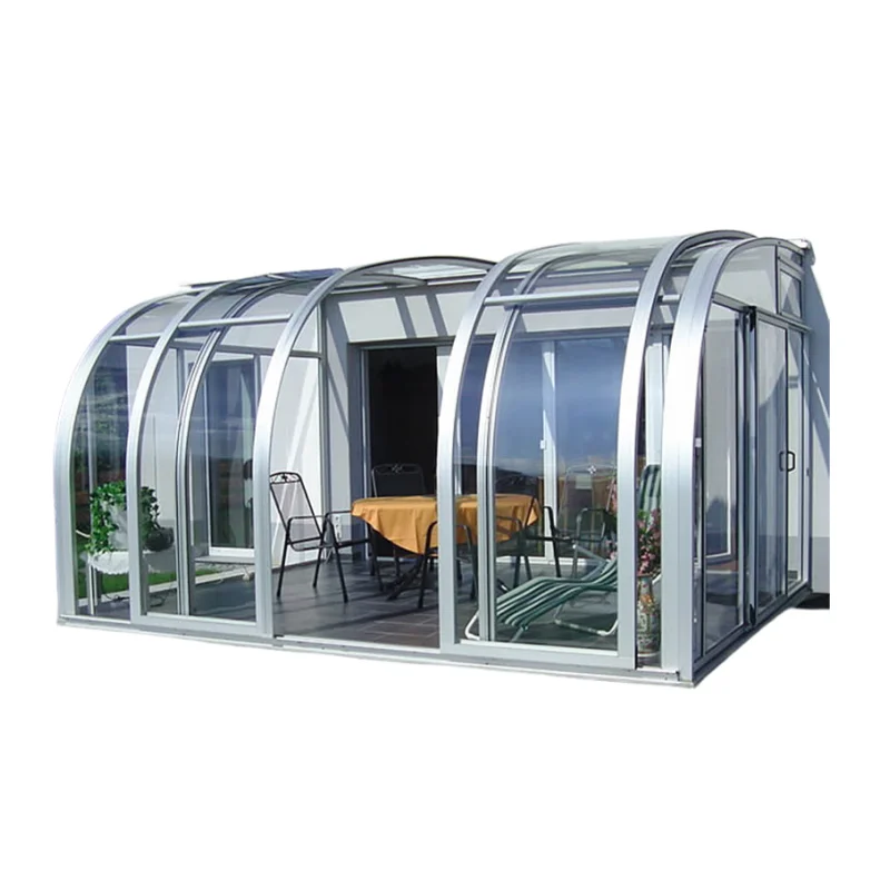 Modern glass houses design flat top aluminum sun room villa sunrooms glass houses with sun shade