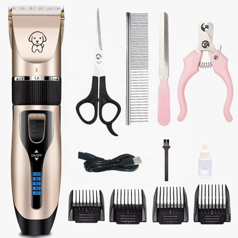 Pet Cat Dog Clippers Professional Dogs Grooming Clipper Groomer Kit USB Rechargeable Low-Noise Pets Hair Trimmer Display Battery