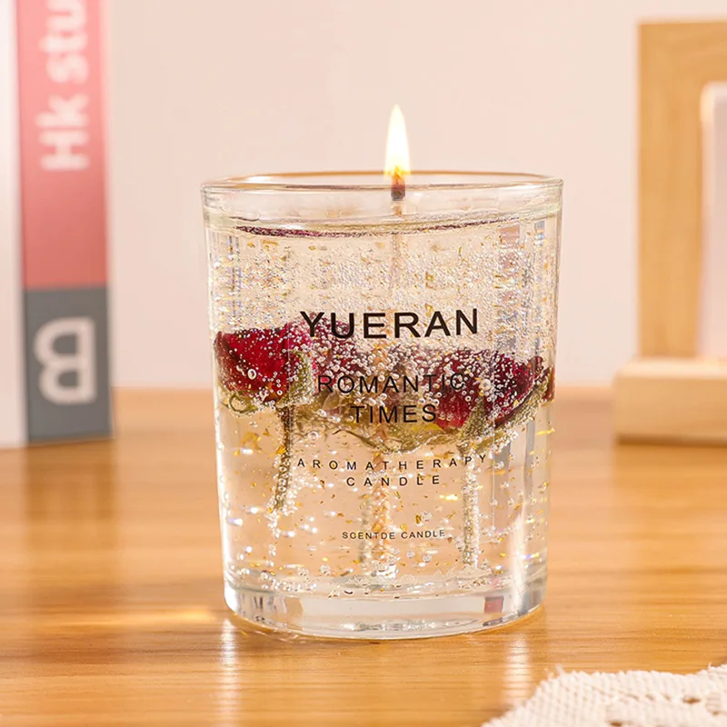 Christmas Home Decoration Clear Transparent Soy Gel Wax Candles Glass Cup Aromatherapy Scented Candles