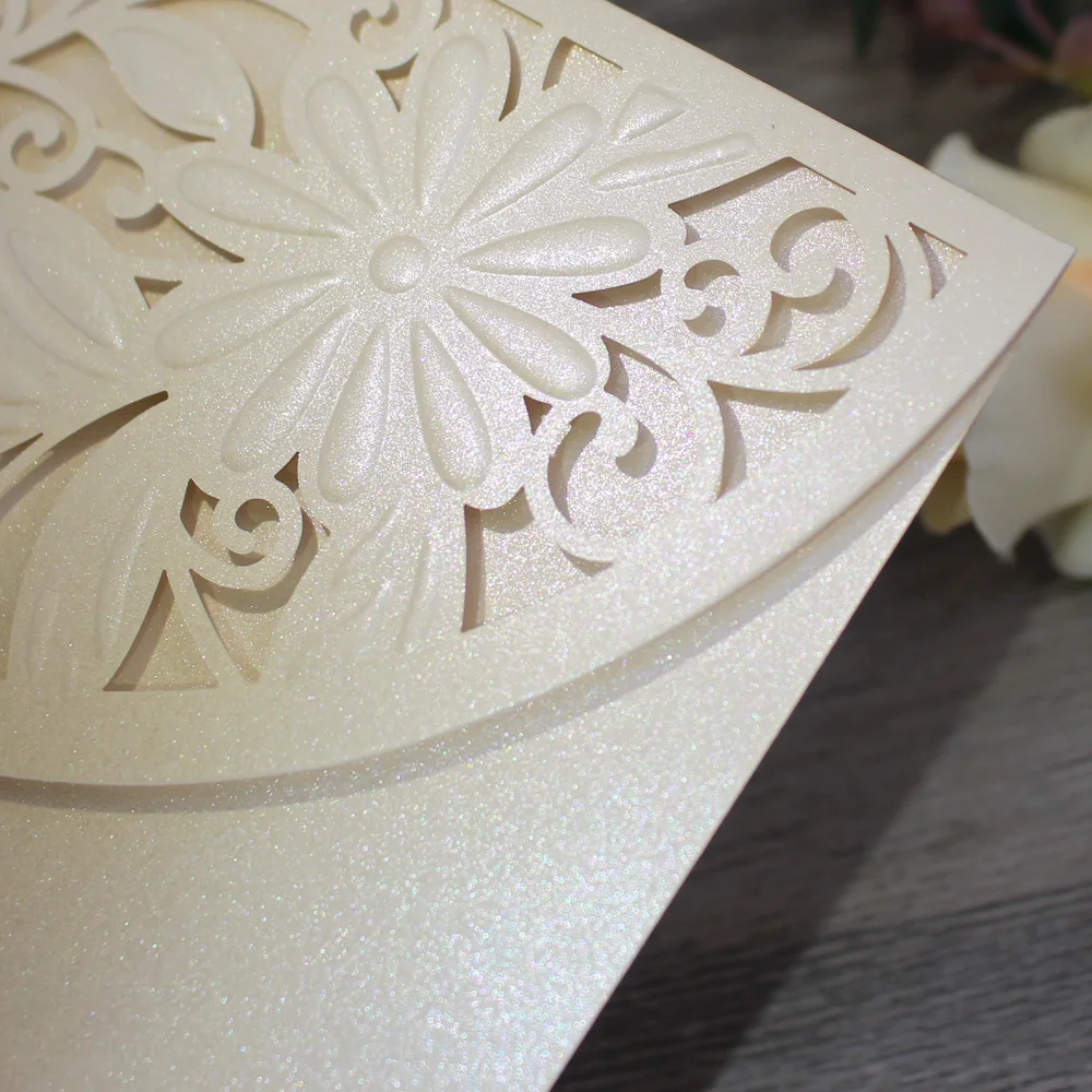 Wholesale Cheap Unique Laser Cut Cream Wedding Invitations and birthday invitation cards custom greeting cards
