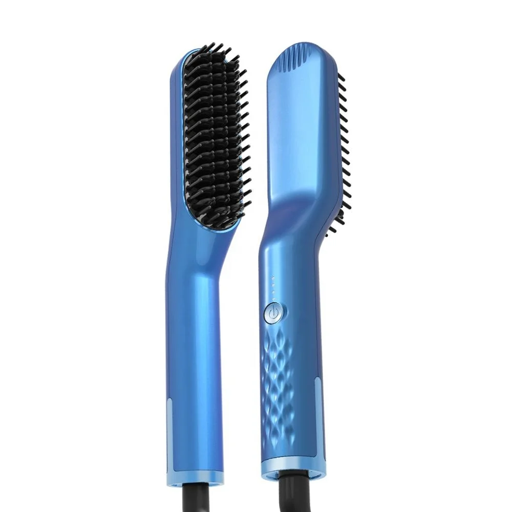Professional custom 3 in 1 hair beard straightener one setp hot hair brush dryer comb electric
