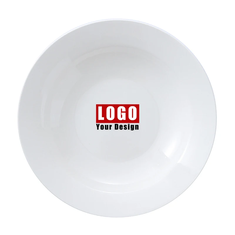 bulk price flat plat en dishes 8/9/10 inch large pure White hotel Round Ceramic Porcelain Dinner Plates Set for Restaurant