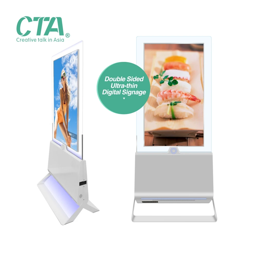 New Design 55 Inch Ultra Slim Double-sided LCD Screen Floor Standing Advertising Display