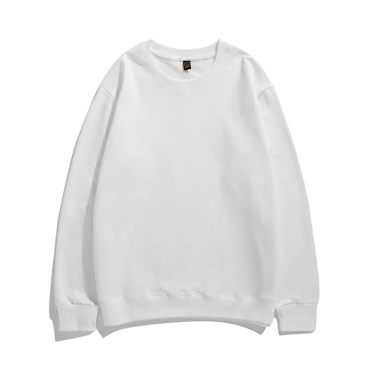 100% cotton long sleeve solid color custom logo label print sweatshirt unisex women men