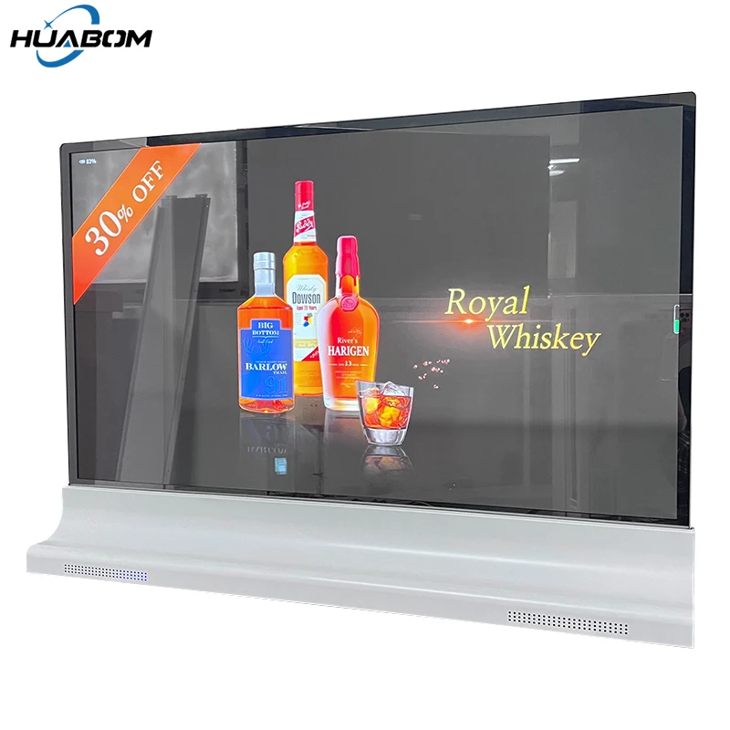 Заводской напольный прозрачный стеклянный светодиодный экран digital signage специальный дизайн экрана