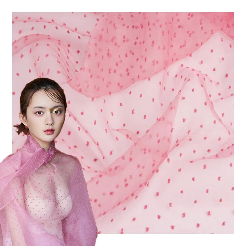 RTS bubble Organza Jacquard Polka Dot Fabric for Bridal Gowns