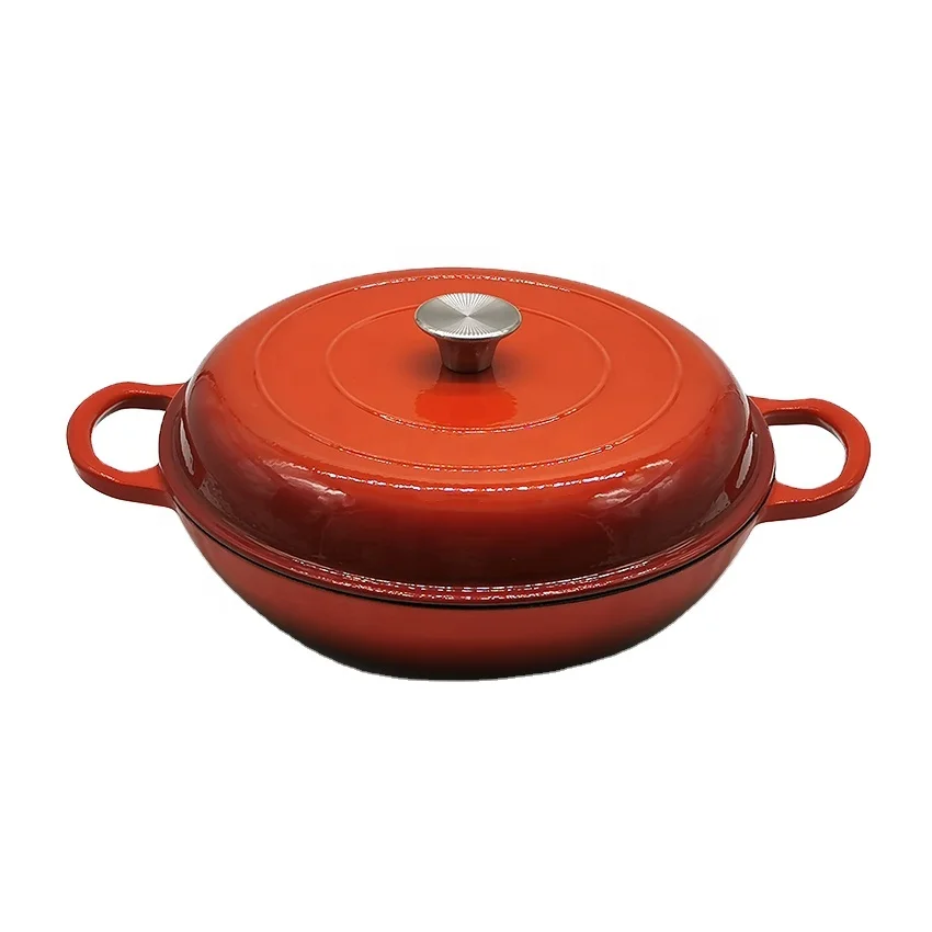 Cast Iron Cookware Casserole Enamel Cast Iron Round Shallow Casserole Dishes cCooking Pot Braisers Wholesale