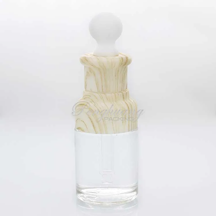 10ml 15ml 50ml 100ml wholesale Clear Essential Oil Glass Bamboo Dropper glass Serum Bottle with Pipette Tube