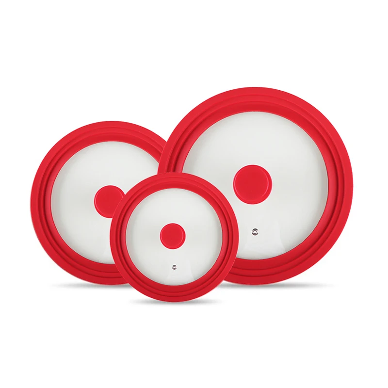 26-28-30cmmulti-size silicone rims pan cover silicone pot lid tempered glass lid