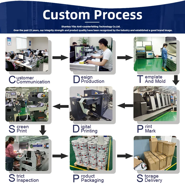 Yiko Scratch Off QR Code Security Sticker Label with Anti-Fake Holographic Stamping Custom Printing Authenticity