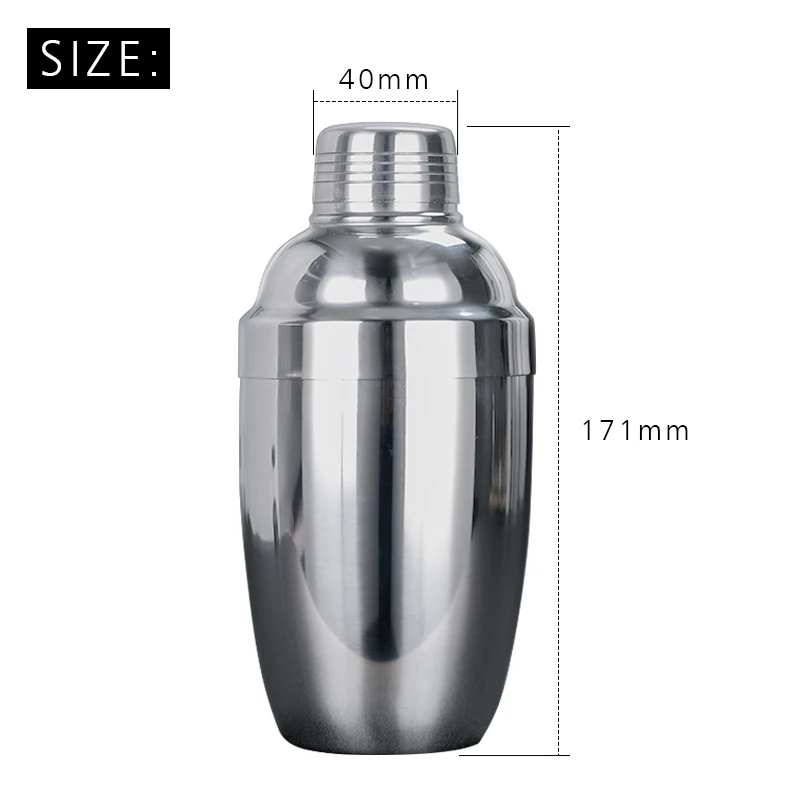 Novelty Bacardi Rose Gold Silver Glitter 350ml Cocktail Shaker Stainless Steel, Custom logo Martini Mini Shaker Cocktail