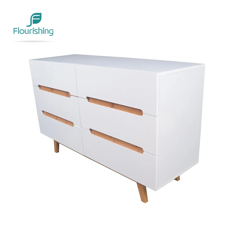 High Quality Simple Nordic Furniture White Wooden Chest of Drawer Side Cabinet for Livingroom