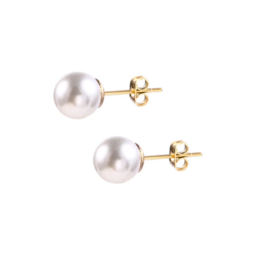  Wholesale Minimalist Jewelry 8mm Pearl Stainless Steel Round Ball Stud