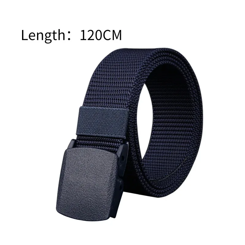 Men Belts Fashion Unisex Adjustable Belt Outdoor Travel with Plastic Buckle for Pants 120cm Tactical Waist Belt
