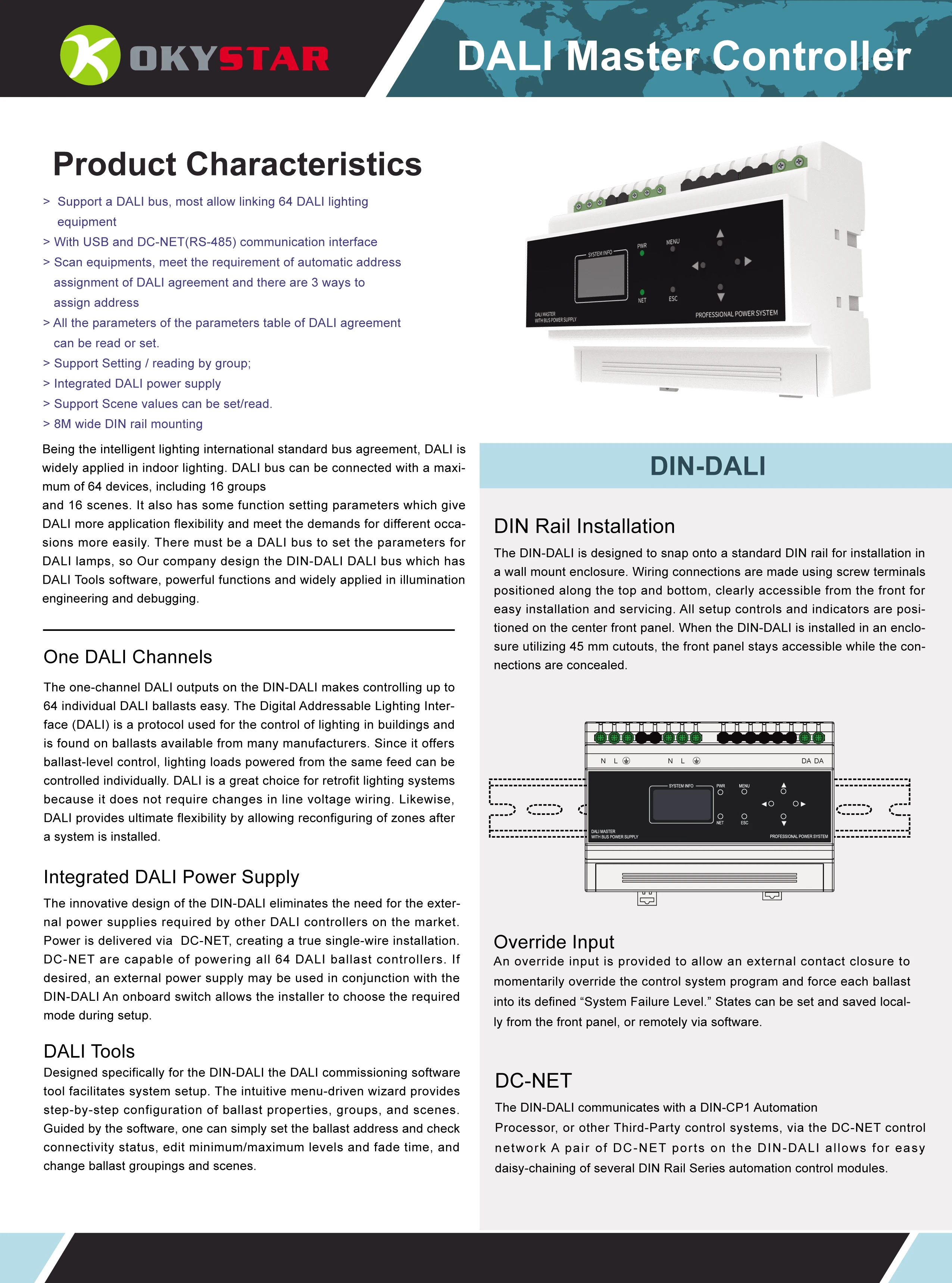 Контроллер затемнения шины DALI OEM RS 485