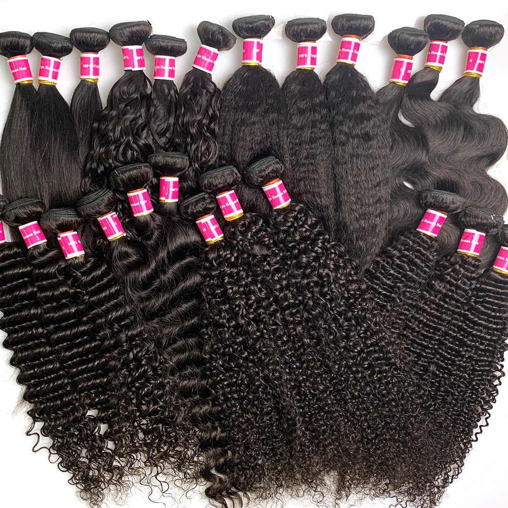 
Best Quality rose curl weave human virgin hair Deep Wave Bundles With Closure 