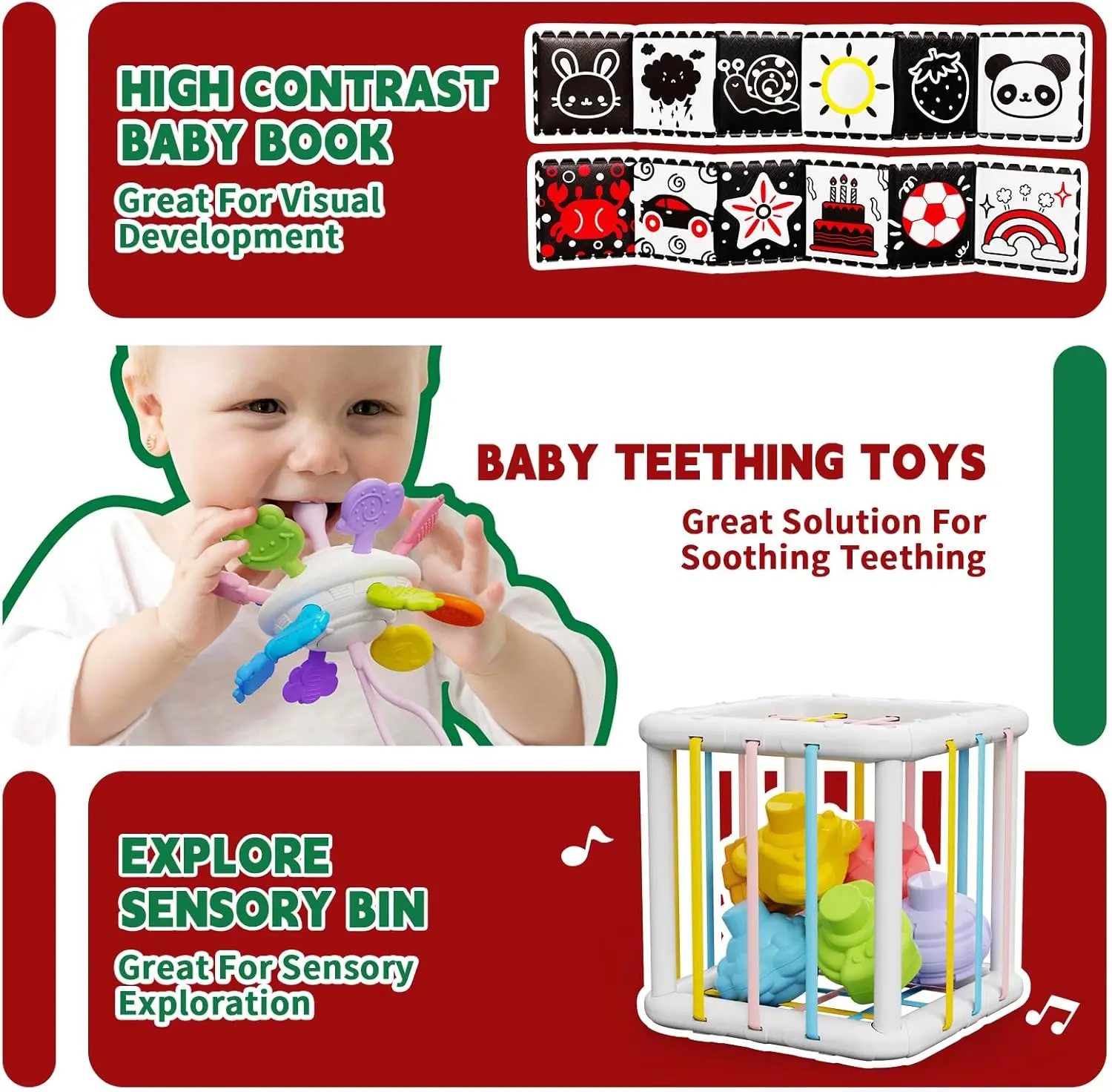 Baby Sensory Fine Motor Skills Developmental Toys,Gifts for 6 9 12 18 Month Age 1 2 3 4 One Two Year Old Boys Girls Kids