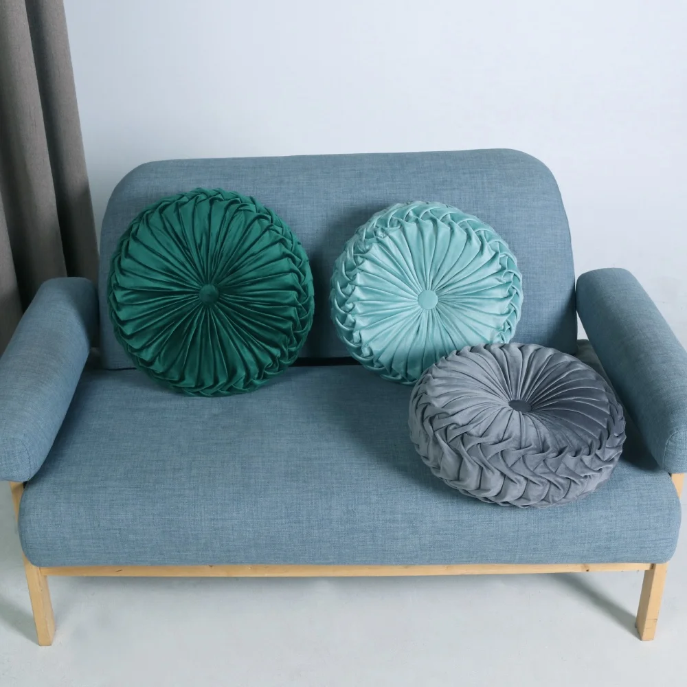 Круглая напольная Подушка бархатная подушка ручной работы в виде тыквы плиссированная для медитации дома дивана кровати украшение автомобиля