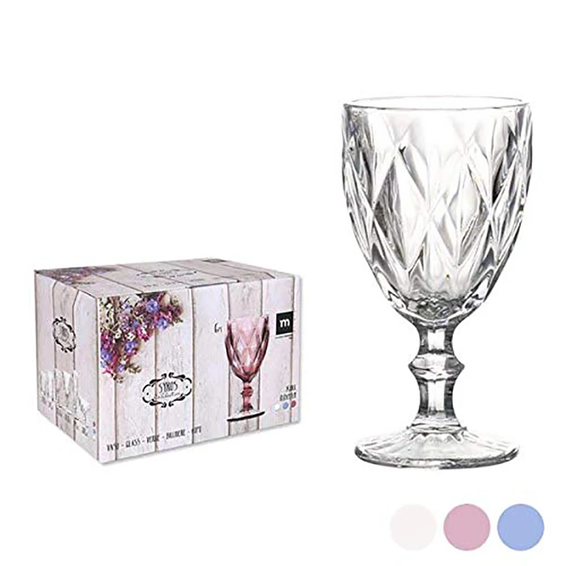Heat Resistant Color Embossed Drinking Wine Glasses Sublimation For Wedding Bar Patty Vintage Goblet Wine Juice Glass Cups