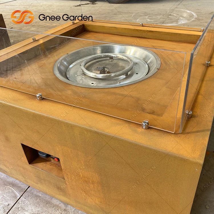 Factory Supply Outdoor Gas Fire Pit Outdoor Patio Corten Steel Propane Fire Pit Table Gas Firepit