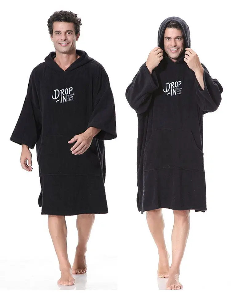 Surf Poncho Changing Robe with Hood 100 cotton Changing Towel with Pocket for Surfing Beach Swim Outdoor Sports