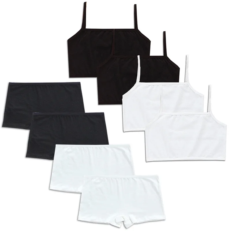 Training bra Cotton pure Color underwear Hipster brassiere bra boyshort set for Baby Girls Kids Children
