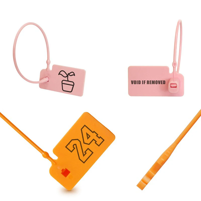 Wholesale Factory Custom Brand Name Logo Hang Tag Anti-theft Clasp Self-locking Disposable PP Plastic Seal For Clothing Shoe Bag