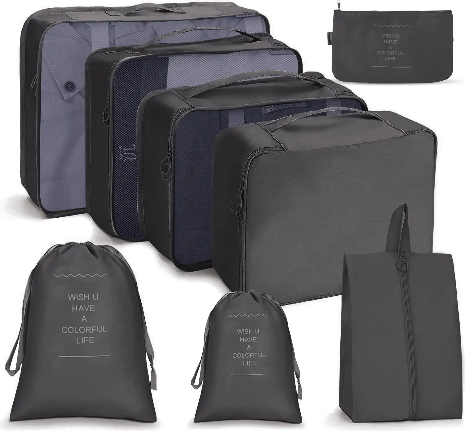 8 in 1 set Travel Storage Bag Set for Clothes Tidy Organizer Wardrobe Suitcase Pouch Travel Organizer Bag Case Shoes Packing Bag