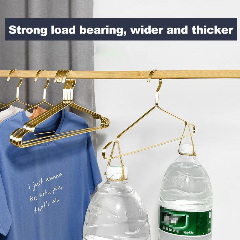 Premium Matte Gold Stainless Steels Coat Hangers Metal Shirt Dress Hanger Metal Clothes Rack for Jacket Trouser Pant Slack