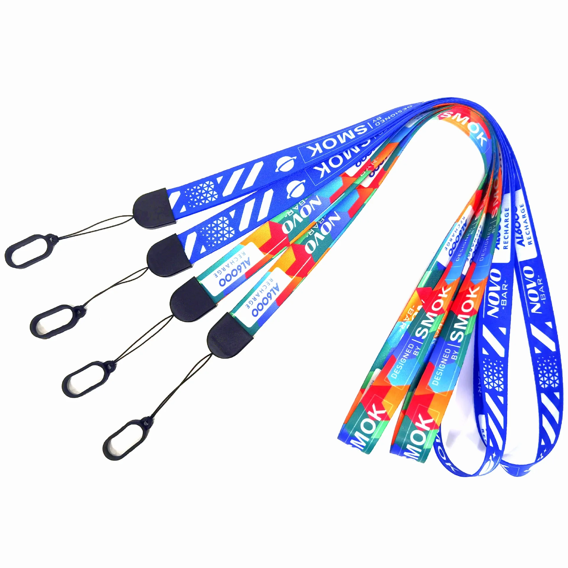 Custom Printed Logo Detachable Anti-loss Neck Strap Pen Holder Lanyards with Silicon Rubber Ring