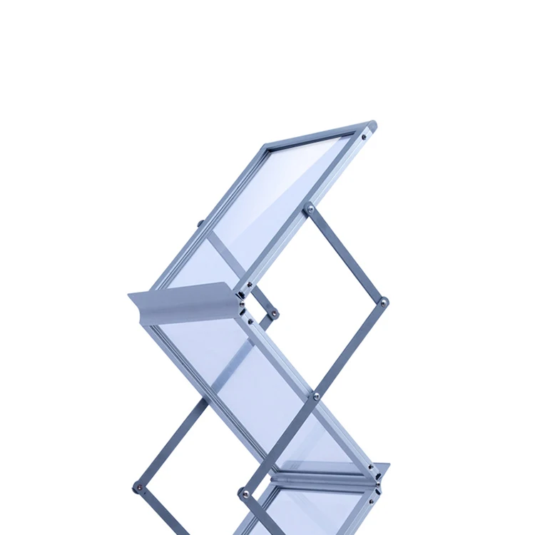 Promotional catalogue aluminum stand acrylic Z shape brochure display stand