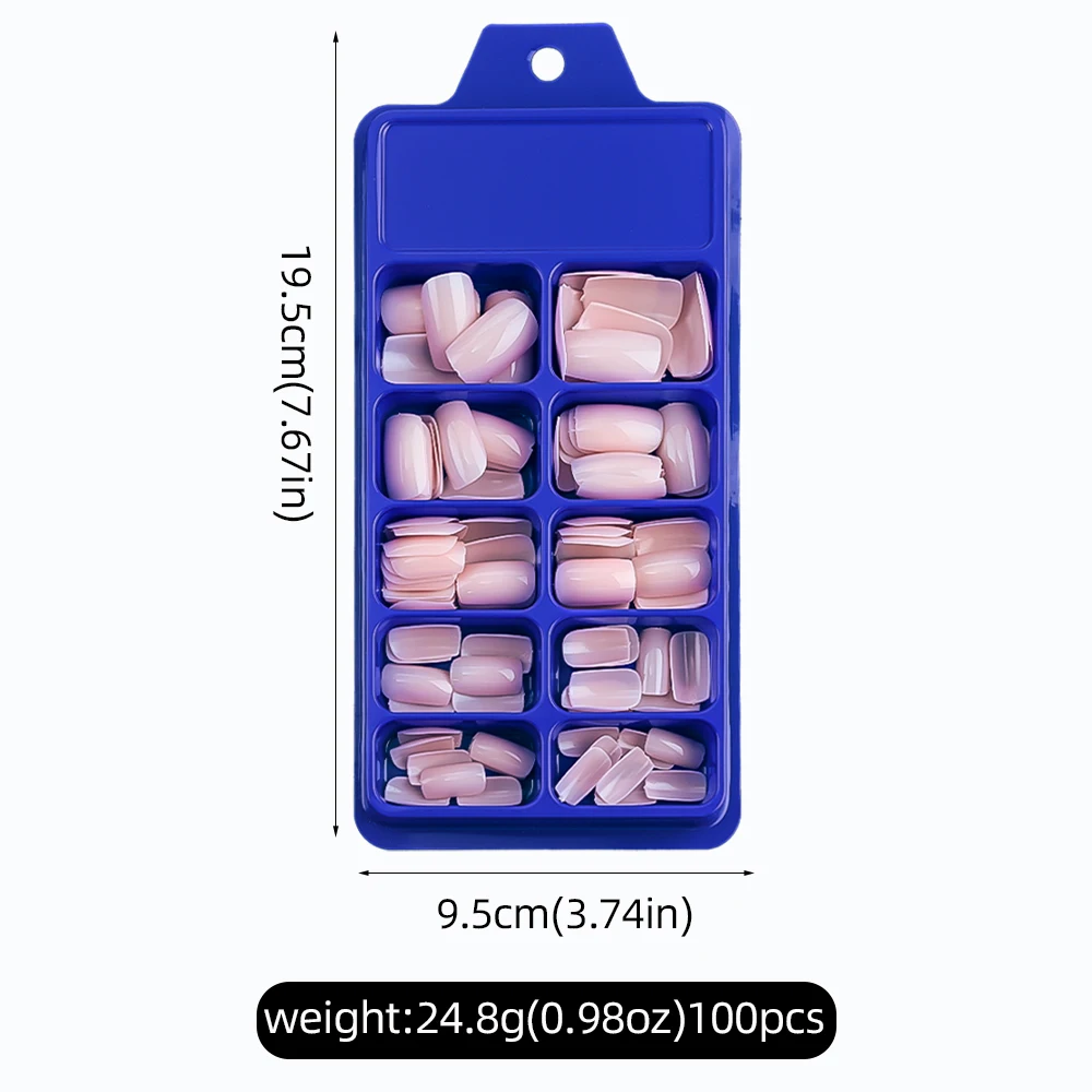 100Pcs White Press on Nails Short Square False Nails Full Cover Acrylic Fake Nail DIY Beauty Manicure Extension Tools