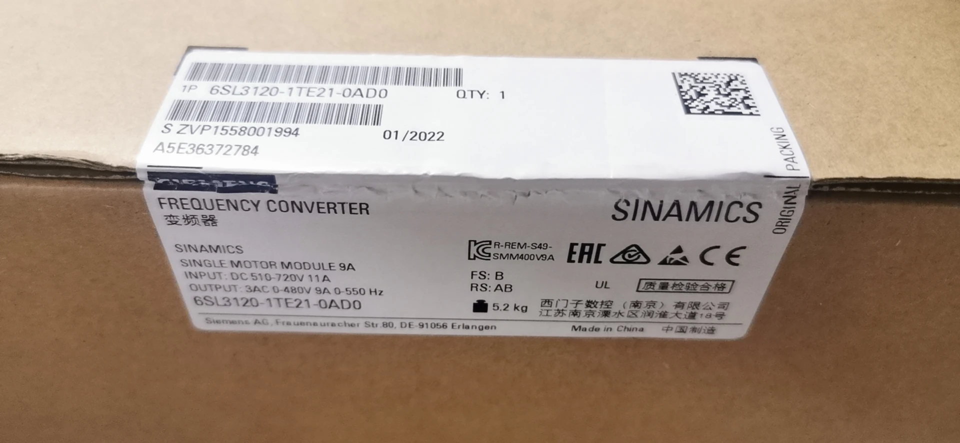 Siemens 6SL3163-1AH00-0AA0 SINAMICS S120 Active Line Module in booksize format Interface Module New Original one year warranty