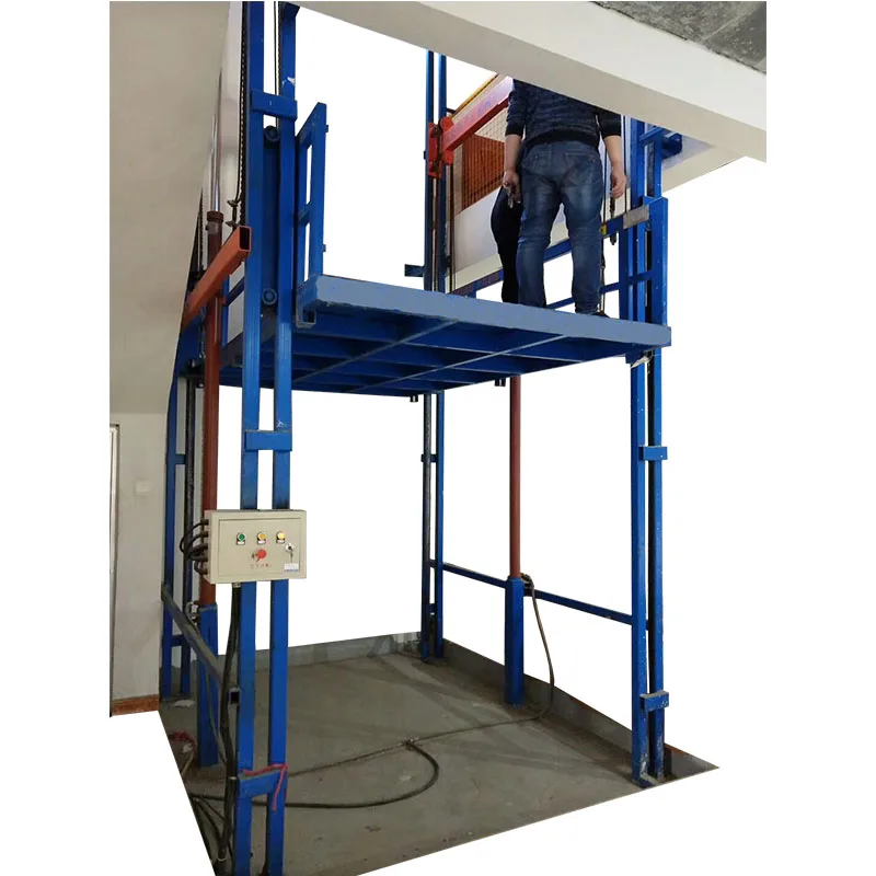  Cheap one story lift 1.5 ton warehouse mini hydraulic electric wall fixed outdoor vertical pallet platform for