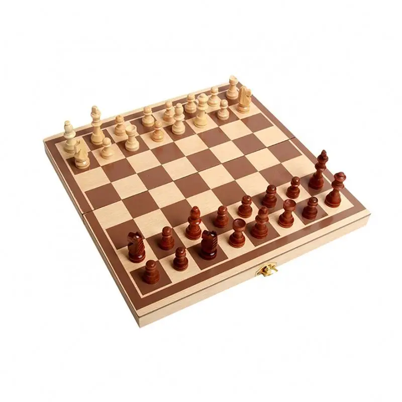 BSCI factory customized logo package Wooden chess board game set of classic game for kids and adults