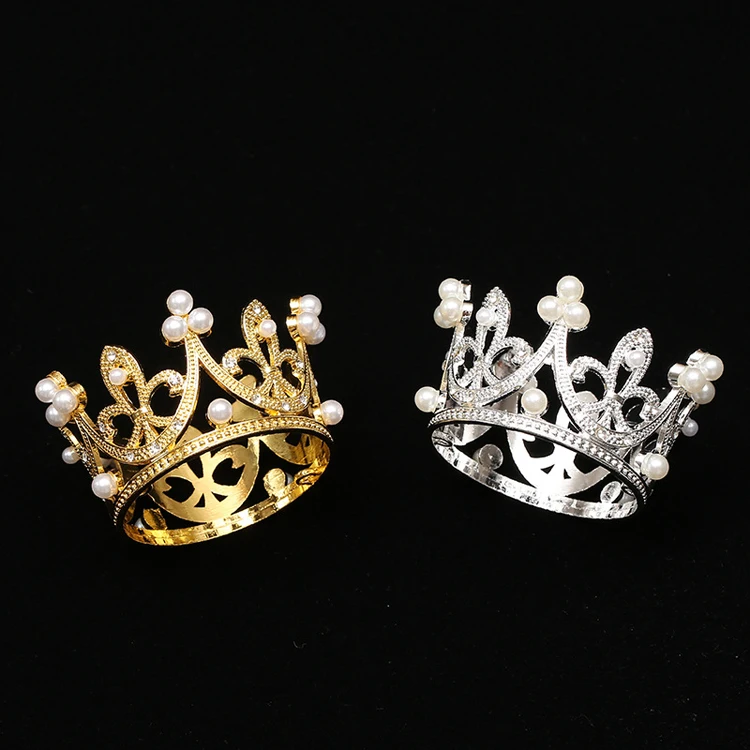 Birthday Crystal Alloy Baby Crown Silver Pearl Gold mini Rhinestone Tiara and Crowns For kids