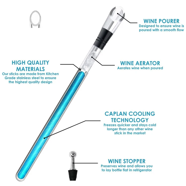 Wine Aerator  Premium  Wine Aerating Pourer Premium Metal 3-in-1 Rapid Iceless Stainless Steel 1 Piece Silver Stopper