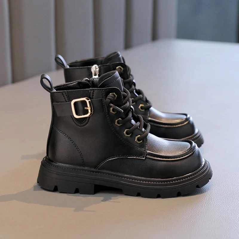 2023 New Winter Kid Shoes PU Leather Waterproof Boots Kids Snow Boots Brand Girls Boys Shoes Children Fashion Boots for Kids
