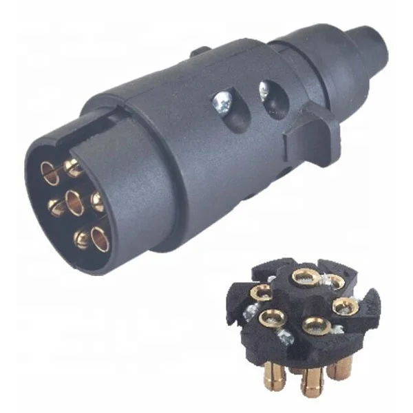 Sample free Australia 7pin flat socket to 5pin large round Euro plug trailer connector set
