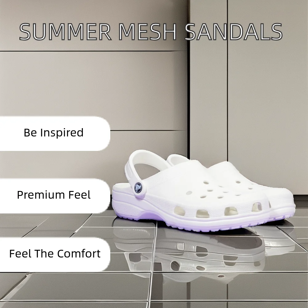 Wholesale Summer Mens Fashion Sandals Large Size Half-Bag Casual Cave Shoes Slipper Mesh Barefoot Anti-Slip Bathroom Slippers