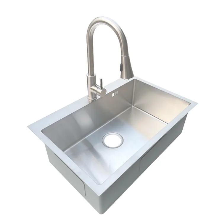 Kitchen Bowl Single Bowl Spromabove Counter Sformalain Brushed Kitchen Sink Carton Box Square Modern Kithcen 1 Piece Silver