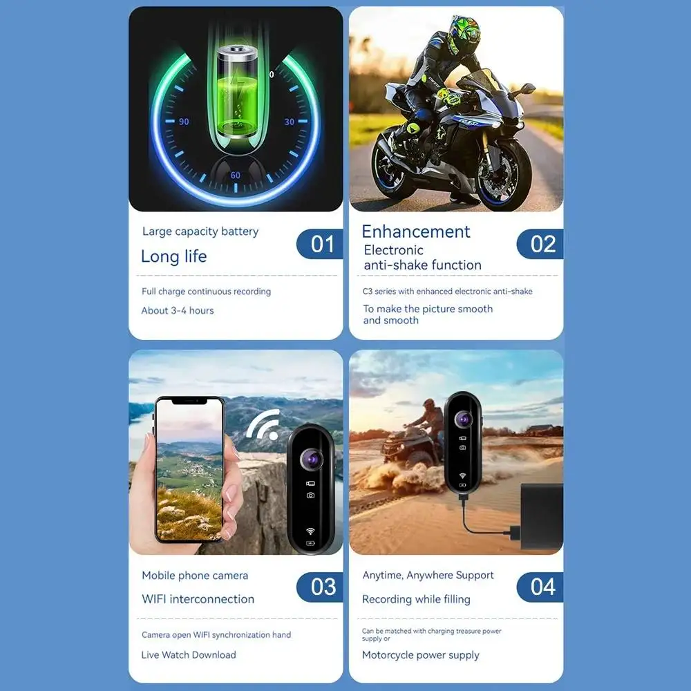 FHD 1080P WiFi Outdoor Sports Waterproof EIS Bicycle Helmet Driving Camera